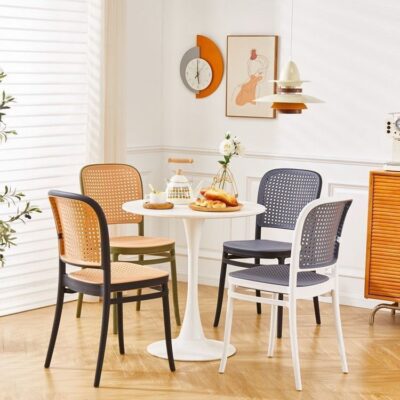 Bắc Âu Ghế Ăn Dày Xếp Chồng Ghế Mây Hiện Đại Đơn Giản Tựa Lưng Ghế Nhựa Thoáng Khí Ngoài Trời Hiên Ghế