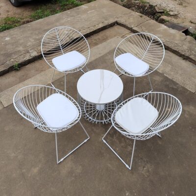 Bắc Âu ngoài trời bàn ghế kết hợp sân ngoài trời quán cà phê quán trà sữa giản dị sắt đá phiến bàn cà phê lá ghế