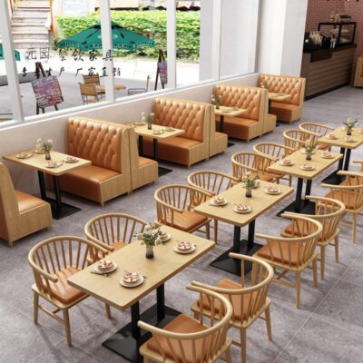 Phục vụ bàn ghế mây gỗ nguyên khối cà phê quán trà sữa ghế mây gỗ nướng Lẩu quán mì ghế đẩu đơn giản ghế túi mềm