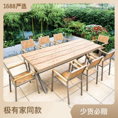 Bàn ghế ngoài trời Hua Baiyue ngoài trời biệt thự ngoài trời sân vườn ban công sân thượng không thấm nước thương mại bàn ghế gỗ nhựa