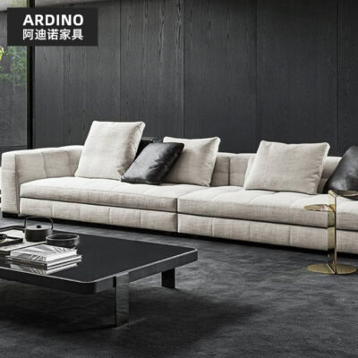 Sofa vải Ý, Sofa phòng khách lớn, Sofa bốn chỗ thẳng hàng đơn giản hiện đại Bắc Âu, Sofa biệt thự