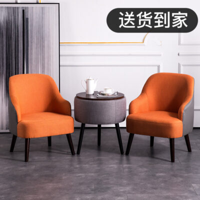 Gỗ nguyên khối khách sofa bàn cà phê 3 bộ cà phê khách sạn trà sữa văn phòng vải đàm phán giải trí bàn ghế kết hợp