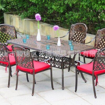 Bộ bàn ghế nhôm đúc ngoài trời kết hợp biệt thự phong cách Châu Âu sân vườn ngoài trời ban công sắt bàn ghế dài giải trí