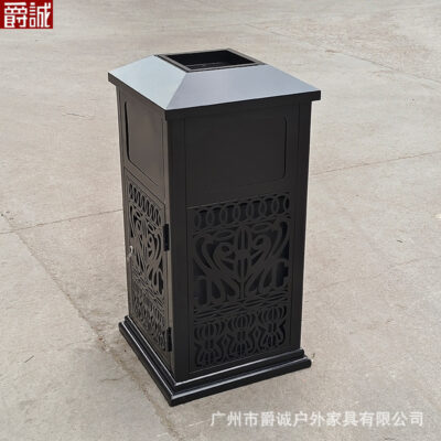 Thùng rác ngoài trời tấm mạ kẽm Phong cách châu Âu công viên biệt thự khách sạn thương mại thùng trái cây công cộng có thể in logo