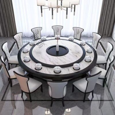 Bàn tròn lớn của khách sạn Bàn tròn xoay tự động mới kiểu Trung Quốc sản phẩm bán chạy 20 người hoàn toàn tự động Bàn ăn tròn lớn xoay 16 người