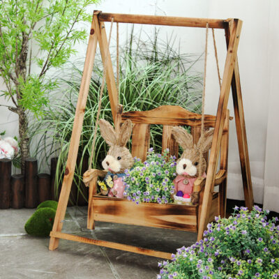 Gỗ nguyên khối ban công trang trí sân vườn đu hoa đứng dây leo mẫu giáo vật có góc sân khung gỗ đồ trang trí bố trí sân vườn