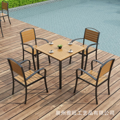 Sân đơn giản ban công bàn ghế ngoài trời công viên sân vườn ngoài trời bàn ghế gỗ nhựa cafe ngoài trời bàn ghế