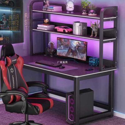 Giá sách bàn máy tính tích hợp bàn đôi đơn giản bàn làm việc tại nhà bàn chơi game bằng sợi carbon bộ bàn ghế thể thao điện tử