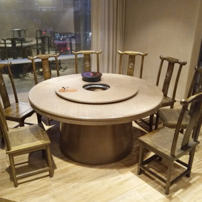 Bàn ăn xoay tự động khách sạn Qiao Jiaren Bàn tròn lớn Khách sạn bàn ăn xoay tự động hiện đại Châu Âu Bàn tròn 20 người Bàn ăn Lẩu