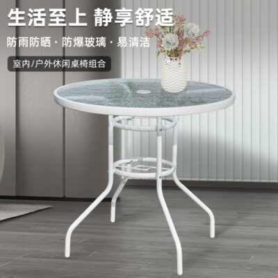 Bàn tròn sắt rèn đơn giản hiện đại giải trí ngoài trời ban công sắt rèn sáng tạo bàn tròn nhỏ sân quán cà phê?80*71