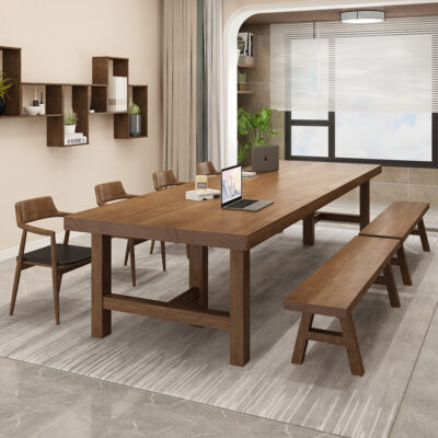 Bàn gỗ nguyên khối phòng khách bàn làm việc dài máy tính bàn làm việc đơn giản hiện đại nhiều người học văn phòng bàn đàm phán