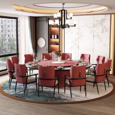 Phong cách Trung Quốc mới đẹp hiện đại sang trọng bàn ăn xoay tự động bàn xoay tự động bàn tròn lớn khách sạn nhà hàng cao cấp