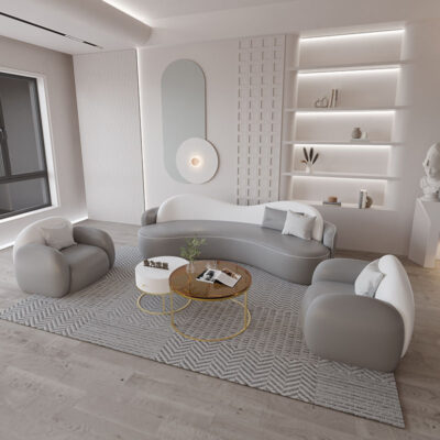 Phổ biến trên Internet Đẹp sang trọng thẩm mỹ viện ghế sofa nhỏ cong bàn ghế giải trí khu vực tiếp khách ghế sofa phòng khách sofa hình đặc biệt căn hộ nhỏ