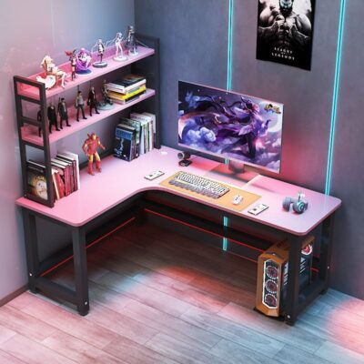 Bàn máy tính góc bàn thể thao điện tử Máy tính để bàn đôi bàn làm việc tại nhà bàn kết hợp giá sách phòng ngủ bàn chơi game