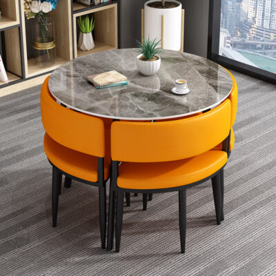 Kết hợp bàn ghế tiếp tân và đàm phán Bắc Âu, cửa hàng tiếp tân và thư giãn giải trí, ban công đơn giản, bàn ghế tròn nhỏ, bàn ăn bằng đá phiến