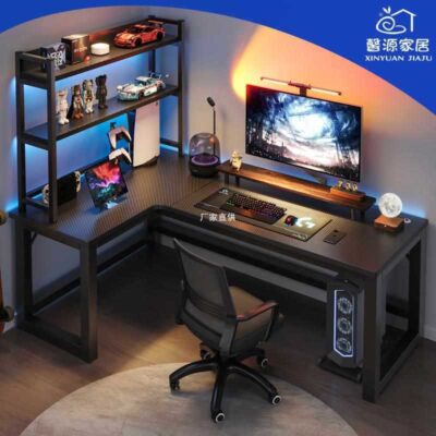 Bàn chơi game góc đôi bàn máy tính để bàn bàn làm việc tại nhà kết hợp giá sách phòng ngủ bàn viết bàn chơi game