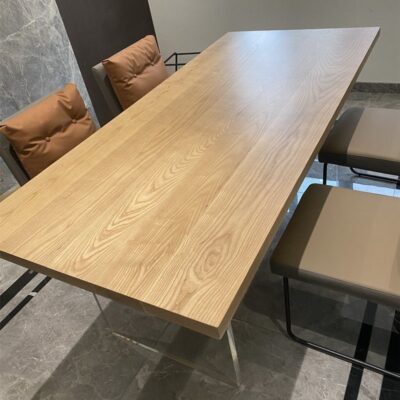 Kết hợp bàn ghế ăn bằng đá phiến acrylic cao cấp của Ý, bàn ăn hình chữ nhật thông thường, kiểu kem hiện đại đơn giản