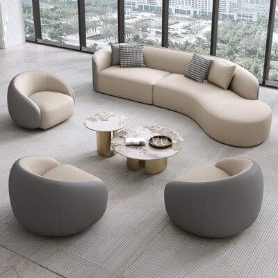 Sảnh khách sạn khu giải trí sofa cong Phòng tiếp khách VIP sofa đàm phán bàn cà phê bán hàng văn phòng khu vực nghỉ ngơi sofa