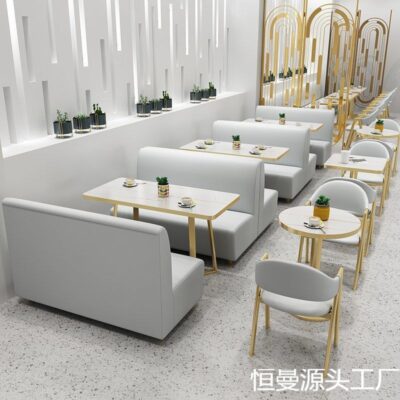 Phổ biến trên Internet cửa hàng trà sữa bàn ghế kết hợp món tráng miệng burger đồ ăn nhẹ cửa hàng thức ăn nhanh đơn giản và tươi mới nội thất nhà hàng gian hàng ghế sofa