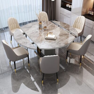 Bàn ăn bằng đá phiến cho gia đình căn hộ nhỏ hiện đại đơn giản nhẹ nhàng sang trọng bằng gỗ nguyên khối gấp có thể thu vào Bàn vuông đa chức năng sử dụng kép