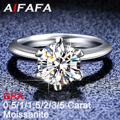 0.5/1/1.5/2/3/5 Carat Chính Hãng Moissanite Nhẫn Cho Nữ Vàng Trắng 18K S925 Sterling bạc Thái Kim Cương Bán Buôn Trang Sức GRA