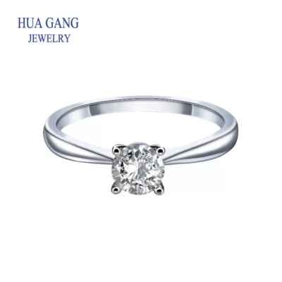 0.5ct 5mm 1ct 6.5mm Tròn Cắt D Màu VVS1 Moissanite Nhẫn Bạc 925 Kim Cương Thử Nghiệm Đạt Thời Trang Móng Vuốt Thiết Lập phụ nữ Bạn Gái