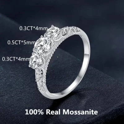 Hình Thật 100% Mossanites Bạc S925 Nhẫn Tổng Cộng 1.1 Carat D Màu VVS1 Cổ Điển Vàng 18K Nhẫn Đứng Kim Cương Người Phụ Nữ bộ Trang Sức Dự Tiệc
