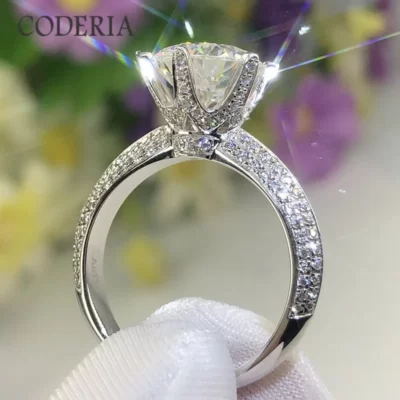 2 CT Đính Kim Cương Sterling Bạc Chứng Nhận D Màu Moissanite Kim Cương Weddig Eternit Cho Nữ, Nhẫn Nữ Trang Sức Viễn Chí Bảo
