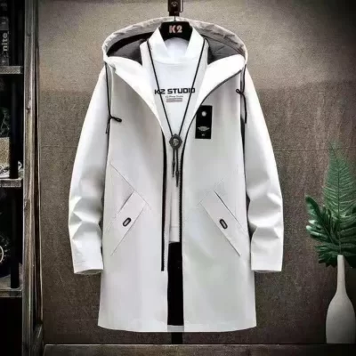 2022 Mới Nam Mỏng Hoặc Dày Nhung Áo Gió Nam Có Mũ In Hình Overcoats Dài Áo Khoác Dài Nam M-4XL