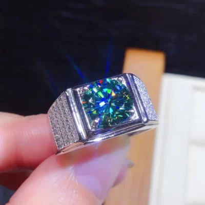 2022 Giải Đơn Nam 3ct Phòng Xanh Moissanite Nhẫn Nữ Bạc 925 Cưới Ban Nhạc Nhẫn Nam Ngón Tay Trang Sức Dự Tiệc