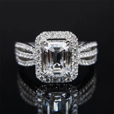 2023 Bán Chạy Từ Ngọc Lục Bảo Cắt Zircon Công Chúa Nhẫn Châu Âu Và Hoa Kỳ Thời Trang Đính Hôn Trang Sức Nữ