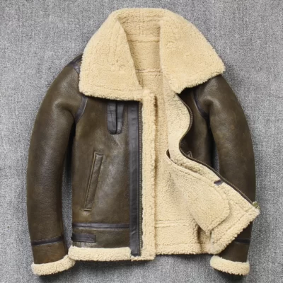 Năm 2023 nam Mùa Đông Aviator Áo khoác da thật Da cừu Shearling Da thật Chính hãng Rock Áo khoác chất lượng cao B3 Máy bay ném bom Nam Áo khoác