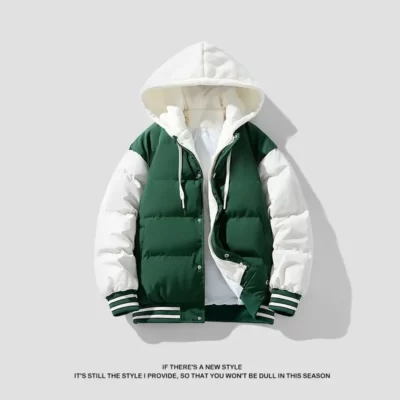 2023 Mới Cotton Áo Khoác Nam Thời Trang Mùa Đông Làm Dày Xuống Cotton Áo Khoác Có Mũ Trùm Đầu Giả Hai Mảnh Ấm Áo Rời Nam phong Cách Thể Thao