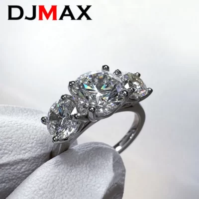 2023 Mới DJMAX Moissanite Nhẫn Đứng Kim Cương Cho Nữ Ban Đầu Bạc 925 Đa Dạng Phong Cách Nữ Sang Trọng Của Nhẫn Kim Cương