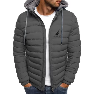 22 Thương hiệu quá khổ xuống áo khoác NAUTICA nam mũ có thể tháo rời dày có mũ trùm đầu cardigan dây rút mùa đông dày ấm hàng đầu