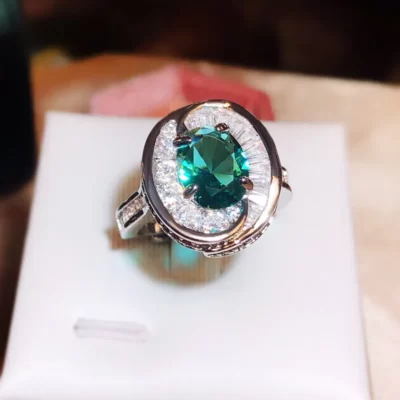 Bạc 925 Mới Xanh Lá Neon Giả Zambia Nhẫn Ngọc Lục Bảo Vintage Lớn Carat Xanh Nhẫn Đứng Kim Cương Cho Nữ Dự Tiệc Quà Tặng Sinh Nhật