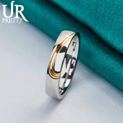 925 Sterling Silve 7-10 # Nhẫn Cho Người Phụ Nữ Nam Đảng Quà Tặng Kỷ Niệm Ngày Cưới Trang Sức Thời Trang