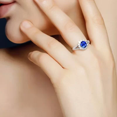 Chất Liệu Bạc 925 Sapphire Tự Nhiên Diamod Nhẫn Hoa Thời Trang Trang Sức Cao Cấp Cưới Đính Kim Cương Cho Bạn Gái & Vợ