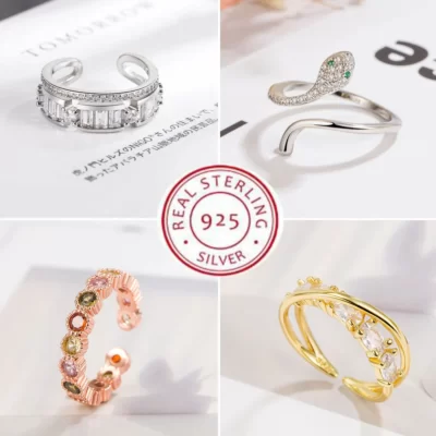 Chất Liệu Bạc 925 Mạ Mặt Trời Mặt Trăng Hoa Hướng Dương Trái Tim Cho Nữ, Nhẫn Nữ Hoa Ban Đầu Cưới Pha Lê Cao Cấp Phụ Kiện Trang Sức