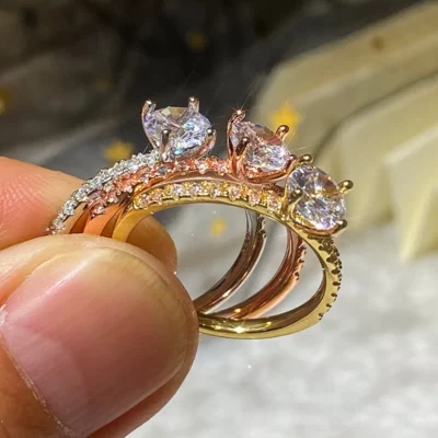 Nhẫn Bạc 925 Cho Nữ Nữ Dễ Thương Ngón Tay Lãng Mạn Bạn Gái Món Quà Sinh Nhật Thời Trang CZ Kim Cương Đính Đá Zircon Trang Sức