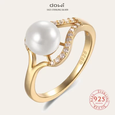 Chất Liệu Bạc 925 Cho Nữ, Nhẫn Nữ Đen 7Mm Ngọc Trai Trắng AAA CZ Thiết Kế Rỗng Bộ Trang Sức Nữ Cao Cấp 2022 Xu Hướng bán Buôn