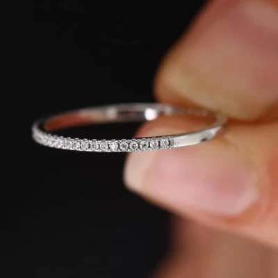 Bạc 925 cao cấp hàng đơn nhẫn đính đá zircon nữ micro-Bộ thời trang đầy đủ kim cương mỏng nhẫn dự tiệc sinh nhật bán buôn