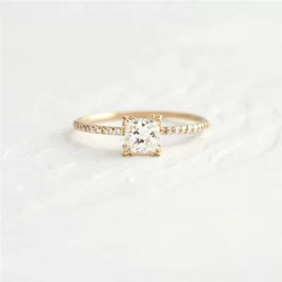 Trợ Lý Bạc 925 Vàng Đơn Tròn Đính Đá Zircon Nhẫn Pha Lê Nữ Đính Đá Cubic Zirconia Trang Sức Lá Vòng Cưới Nhẫn Đính Hôn