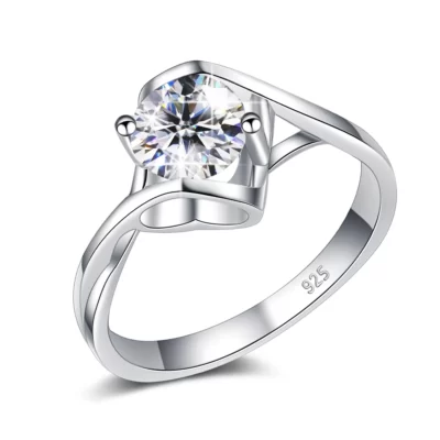 Thiên Thần Kiss Thật Nữ Bạc 925 1CT D Moissanite Nhẫn Cho Người Phụ Nữ Vượt Qua Kiểm Tra Kim Cương Hợp Thời Trang Mỹ Trang Sức Tiệc Cưới quà Tặng