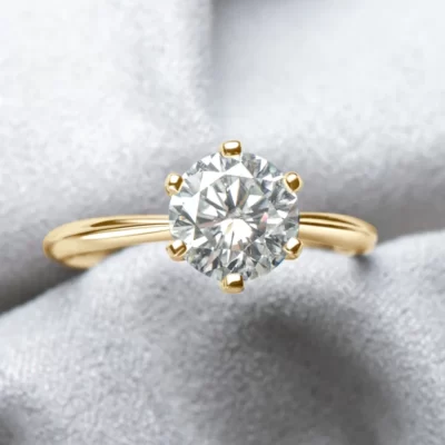 Anziw 0.5-3.0CT Moissanite Giải Đơn Nhẫn Bạc 925 Mạ Vàng 14K Cưới Đính Hôn Ban Nhạc Dành Cho Nữ Trang Sức Có Giấy Chứng Nhận