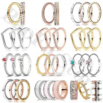 Xác Thực Nhẫn Bạc 925 Sáng Bóng Vương Miện Công Chúa Trái Tim Tình Yêu Nhẫn Pha Lê Thích Hợp Cho Nữ Dự Tiệc Quà Tặng Trang Sức Cao Cấp