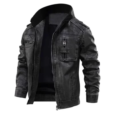 Mùa Thu Đông Thương Hiệu Áo Khoác Da Nam Vintage Biker PU Phối Nhân Quả Xe Máy Áo Plus Kích Thước 8XL 3D Cổ Áo Đứng Dày áo Sơ Mi Nam