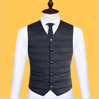 Mùa Thu Đông Xuống Cotton Nam Phối Áo Vest Nút Thời Trang Cổ Tim Làm Dày Ấm Chắc Chắn Cổ Chữ V Cổ Đa Năng Không Tay Áo