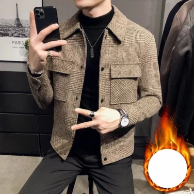 MÙA THU ĐÔNG KPOP Phong Cách Thời Trang Bông Tai Kẹp Mỏng Phù Hợp Với Chắn Gió Rời Áo Khoác Ngoài Phong Cách Hàn Quốc Lưới Sang Trọng Nút Áo
