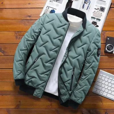 Quần áo cotton mỏng ấm áp cổ đứng mùa thu đông mới cho nam